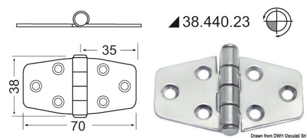 Cerniera standard 70x38 mm - 38.440.23